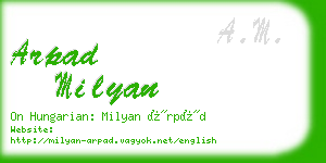 arpad milyan business card